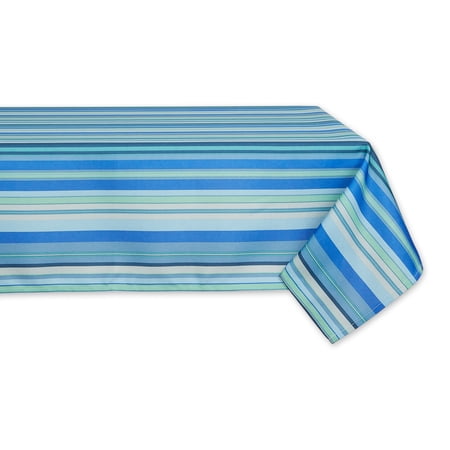 Blue Ocean Stripe Print Outdoor Polyester Fabric Tablecloth 60x84