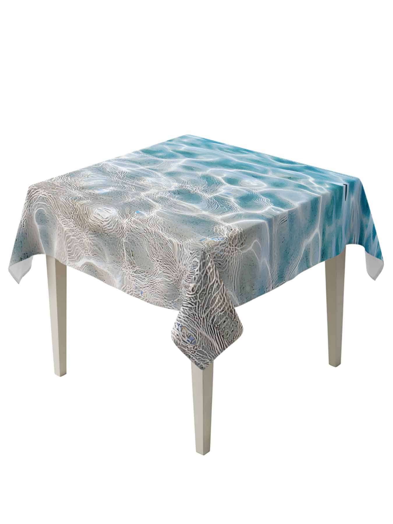 Blue Ocean Suqare Tablecloth - 54 x 54 Inch, Underwater Sea Waves Water ...