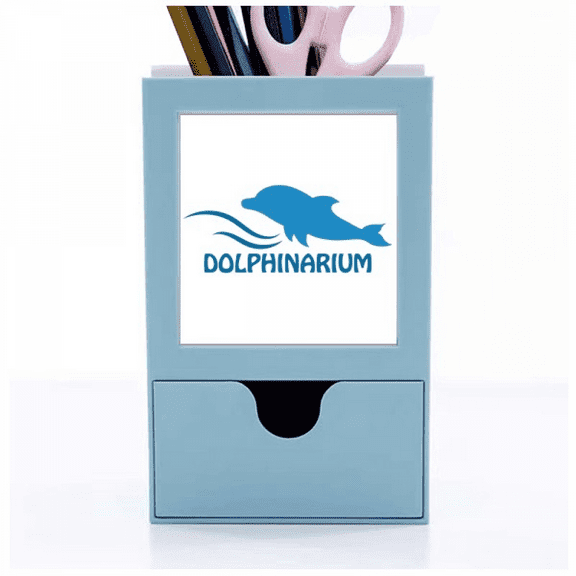 Blue Ocean Swimng Dolphin Pattern Desk Supplies Organizer Pen Holder Card