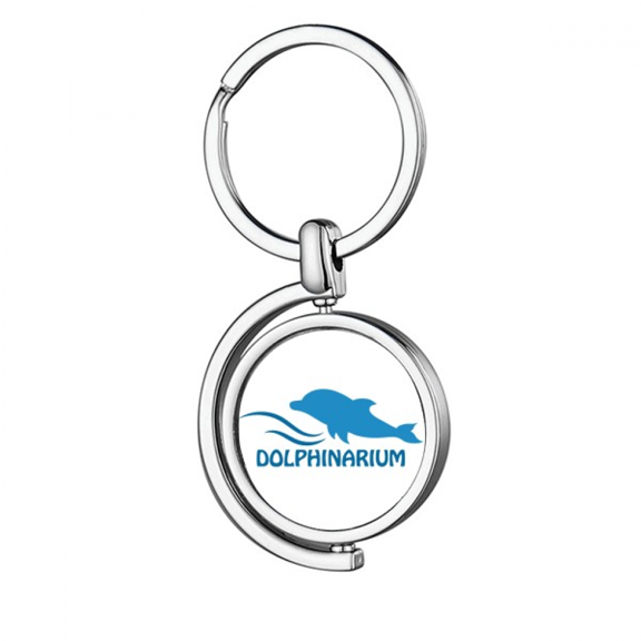 Blue Ocean Swimng Dolphin Pattern Rotating Keychain Metal Keyring Holder