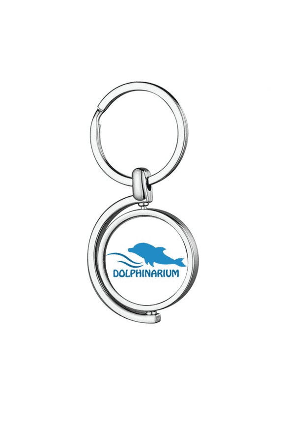 Blue Ocean Swimng Dolphin Pattern Rotating Keychain Metal Keyring Holder