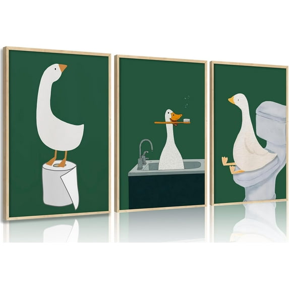 Blue Ocean Theme Bathroom Wall Art Gator Dolphin and Sea Turtle in Bathtub Picture Wall Decor Tropical Coastal Animals Poster Canvas Print Artwork for Toilet Washroom Restroom Decor Unframed