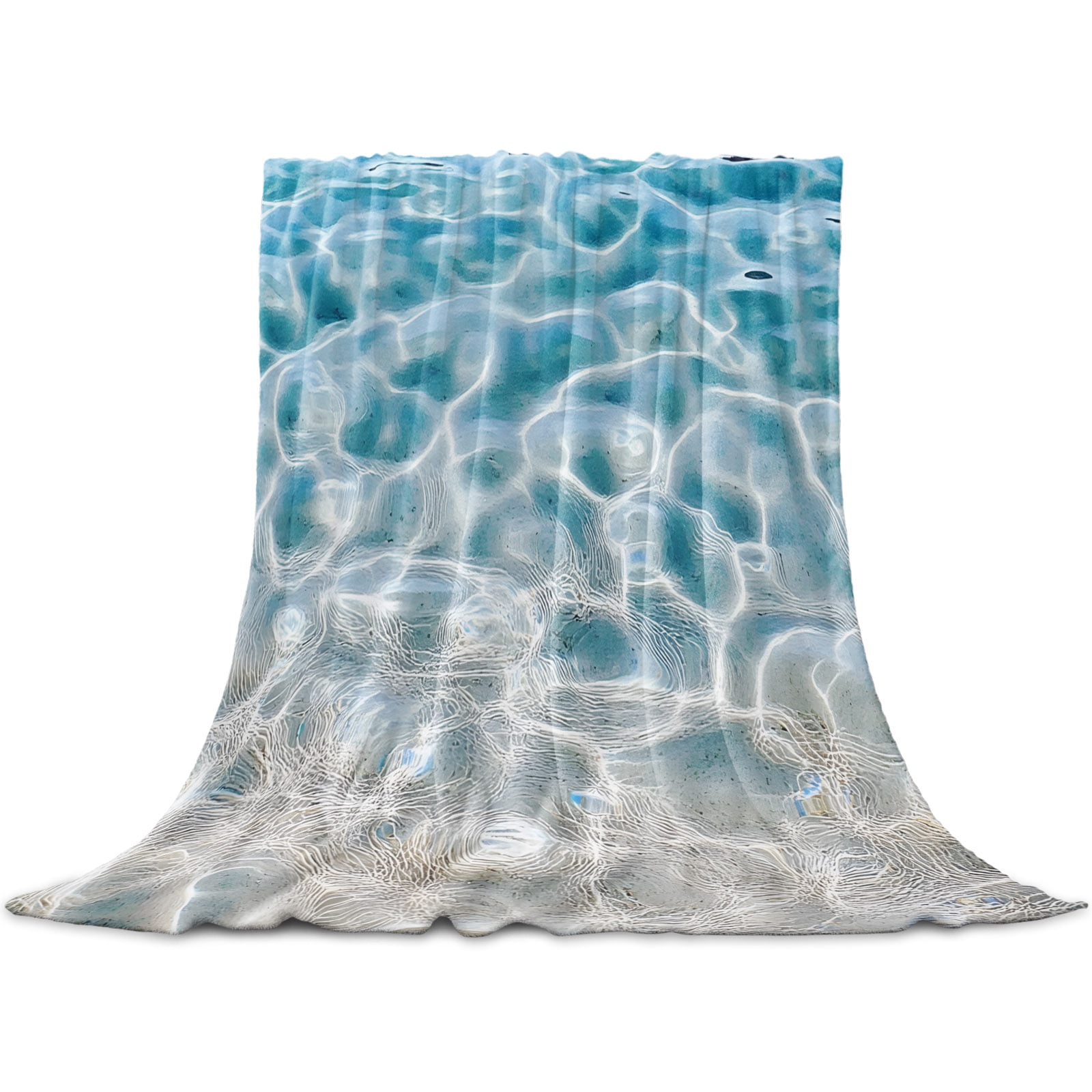 Blue Ocean Throw Blanket for Couch,Soft Lightweight Flannel Fleece