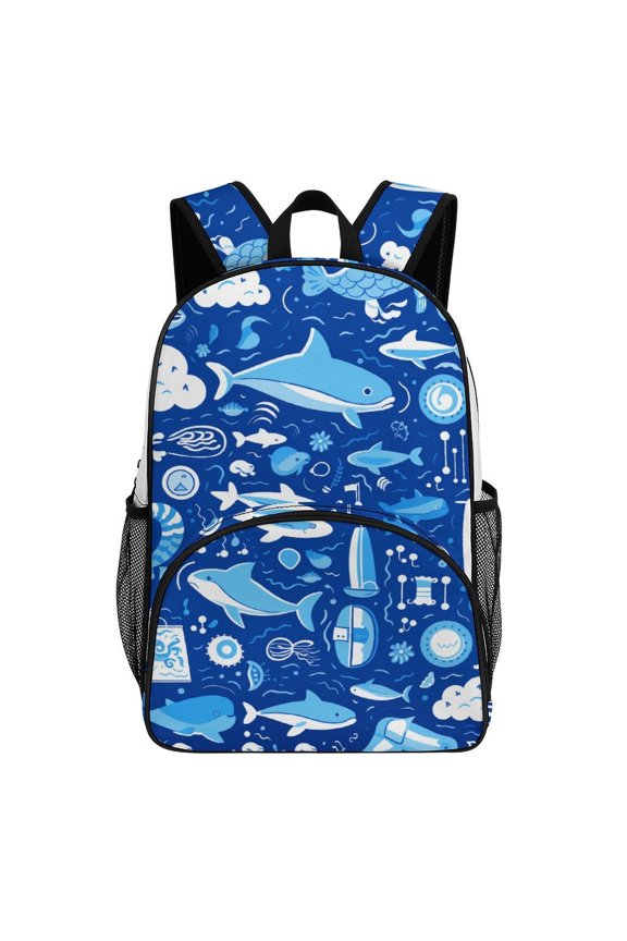 Blue Ocean Underwater Creatures Pattern Backpack Travel Laptop Casual College Daypack Back to Bag