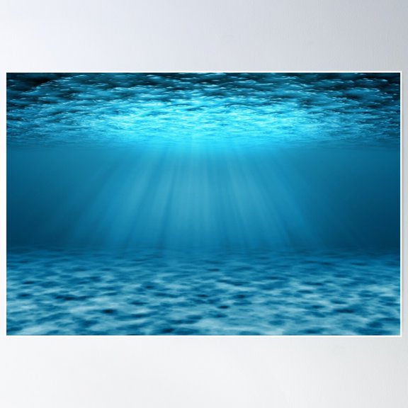 Blue Ocean Underwater Scene Poster, 16x24 UNFRAMED