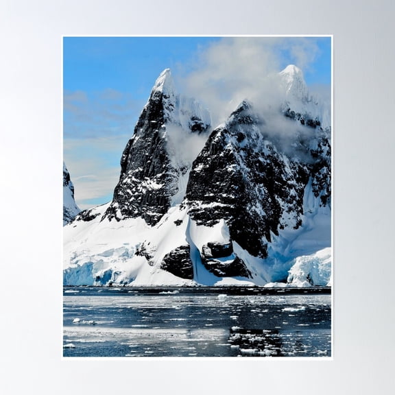 Blue Ocean View With Mountain Poster Wall Art, Modern Wall Decor, 8x12 UNFRAMED