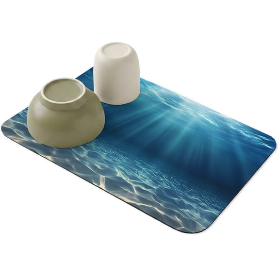 Blue Ocean Water Ripples Dish Drying Mat,Absorbent Diatomaceous Earth ...