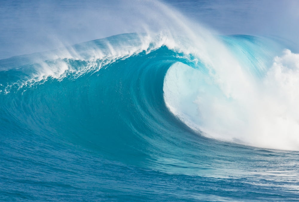 Blue Ocean Wave Canvas Art - Design Pics Vibe Design Pics (16 x 11)