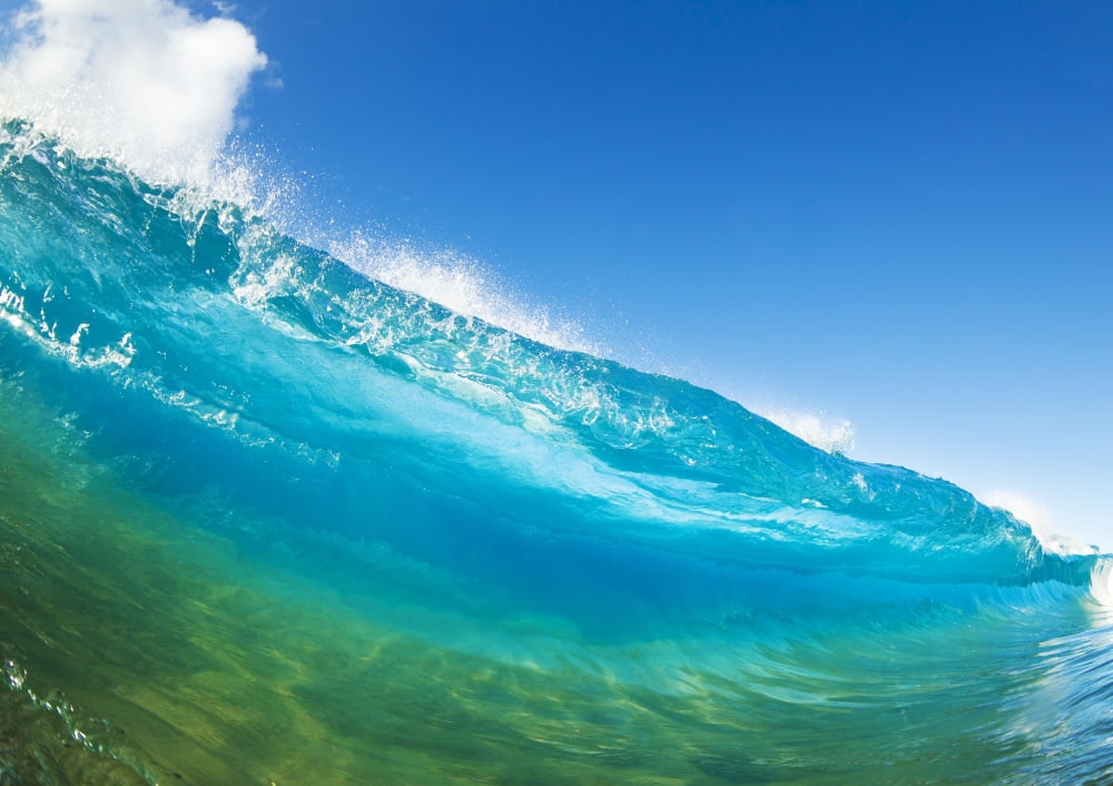 Blue Ocean Wave Canvas Art - Design Pics Vibe Design Pics (16 x 11)