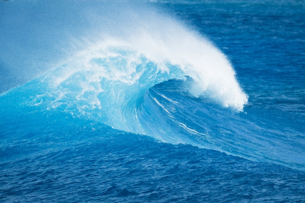 Blue Ocean Wave Canvas Art - Design Pics Vibe Design Pics (17 x 11)