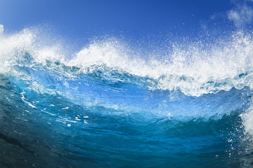 Blue Ocean Wave Canvas Art - Design Pics Vibe Design Pics (17 x 11)