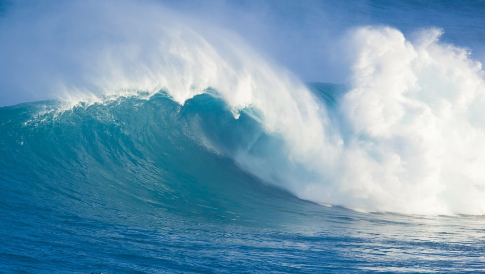 Blue Ocean Wave Canvas Art - Design Pics Vibe Design Pics (18 x 10)