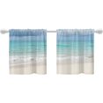 Wave Power Rods Blue Ocean Wave Curtain Tiers, Blue Sea Kitchen Valance Light Blocking ...
