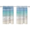 Wave Power Rods Blue Ocean Wave Curtain Tiers, Blue Sea Kitchen Valance Light Blocking ...