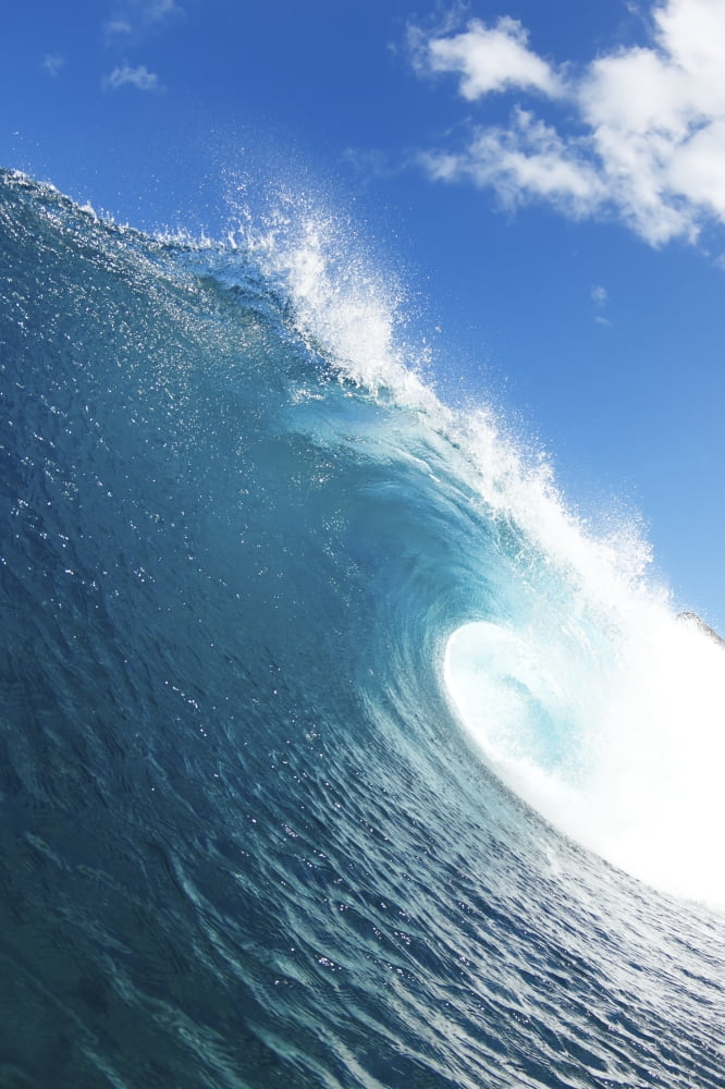 Blue Ocean Wave View from in the Water Canvas Art - Design Pics Vibe Design Pics (11 x 17)