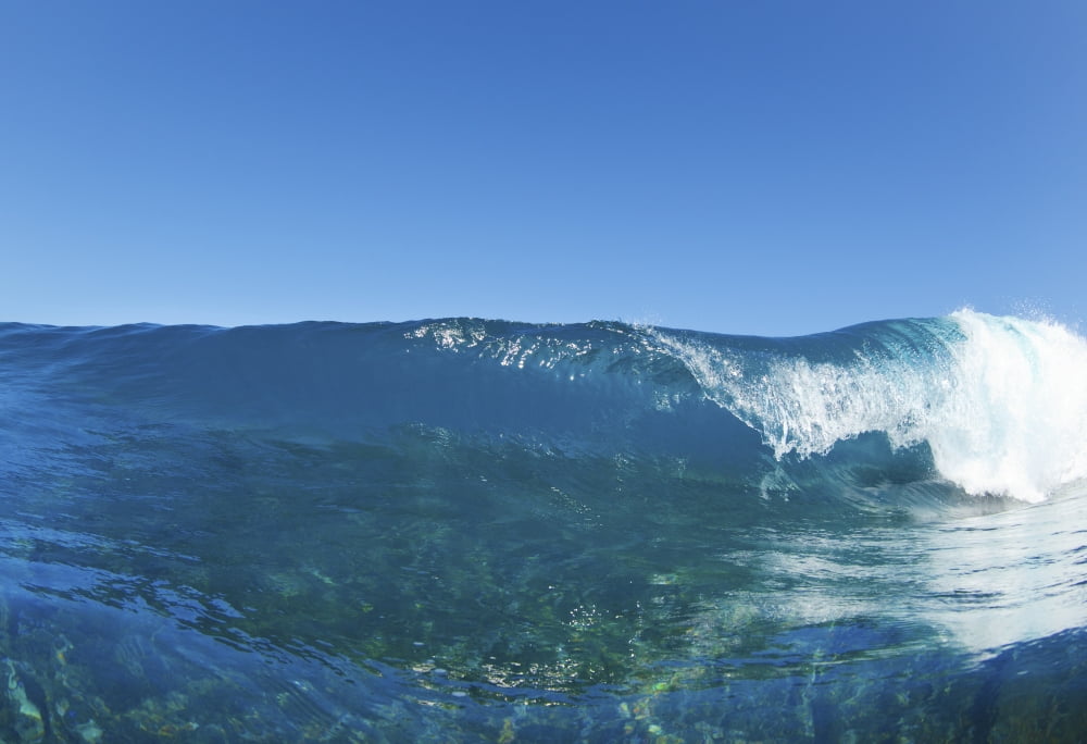 Blue Ocean Wave View from in the Water Canvas Art - Design Pics Vibe Design Pics (16 x 11)
