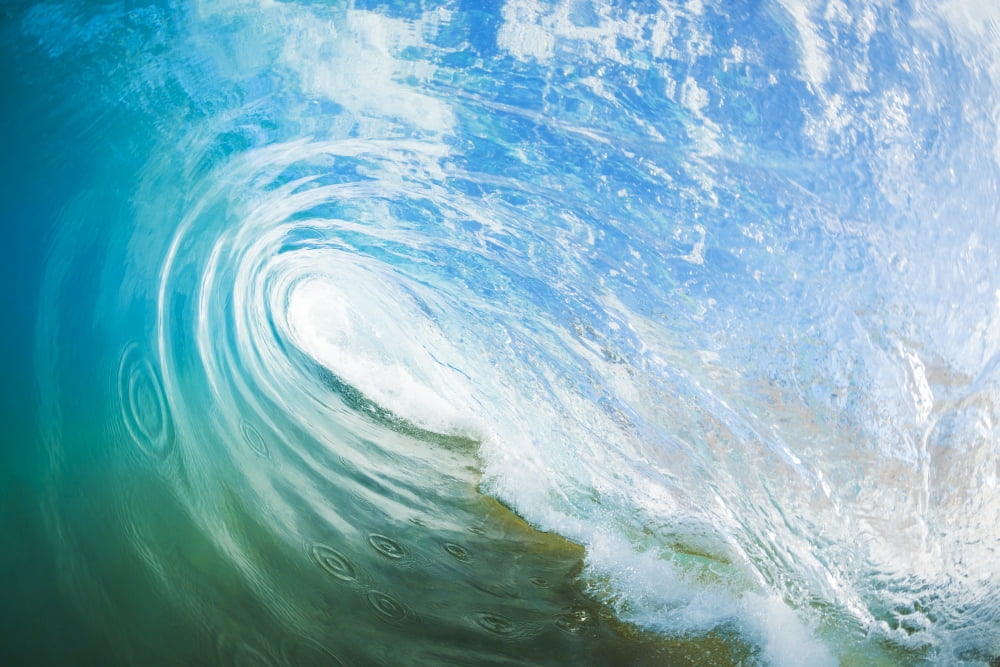 Blue Ocean Wave View inside the Wave Canvas Art - Design Pics Vibe Design Pics (17 x 11)