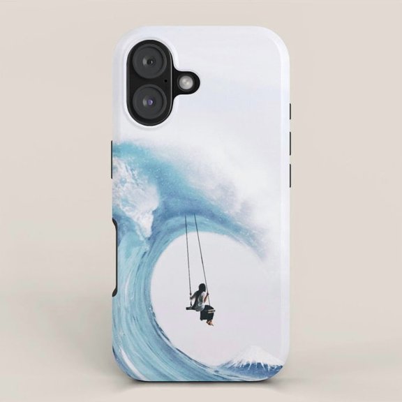 Blue Ocean Wave and Swing Silhouette Tough Case for Apple iPhone, Polycarbonate and TPU
