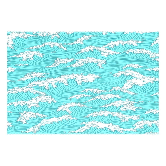 Blue Ocean Waves Pattern 12x18in Heat-Resistant Non-Slip Place Mat, Durable and Wrinkle-Resistant