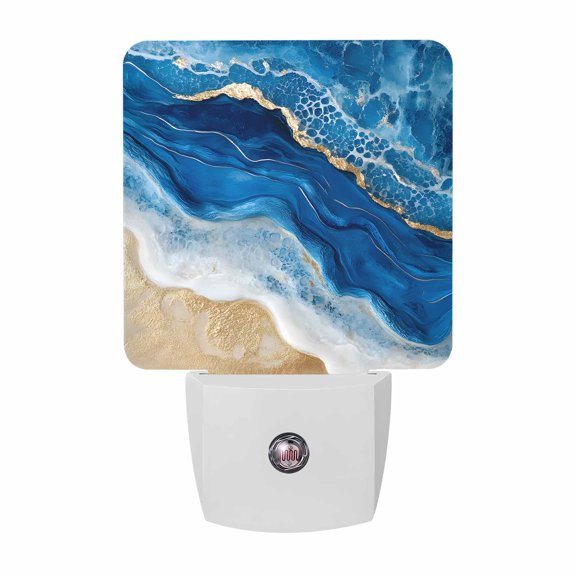 Blue Ocean Waves Plug-in LED Night Lights Abstract Auto Dusk-to-Dawn Sensor for Bedroom, Bathroom, Kitchen, Nursery, Hallway, Stairs, Wall Home Decor