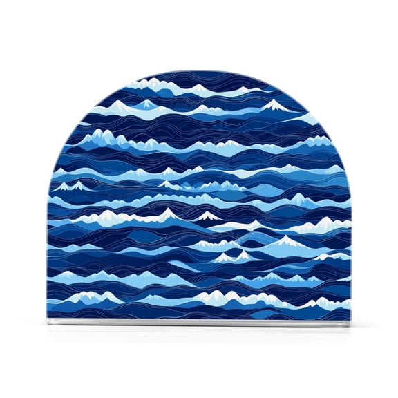 Blue Ocean Waves Thick U Shape Acrylic Napkin Holder Non Slip Space Saving for Kitchen