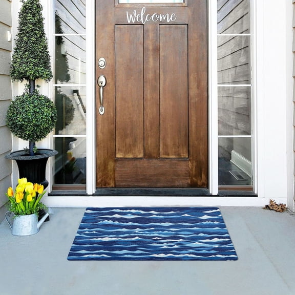 Blue Ocean Waves Versatile Absorbent Door Mat, Non-Slip, Easy to Clean 32''x20''