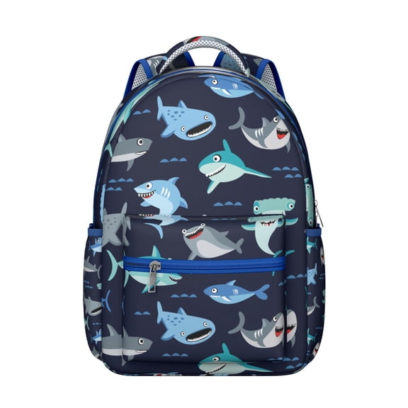 Blue Ocean Whale and Dolphin Student Backpack Waterproof Scratch-Resistant School Bag with Cartoon Marine Life Pattern, Comfortable Adjustable Straps, Perfect for Beach and Outdoors