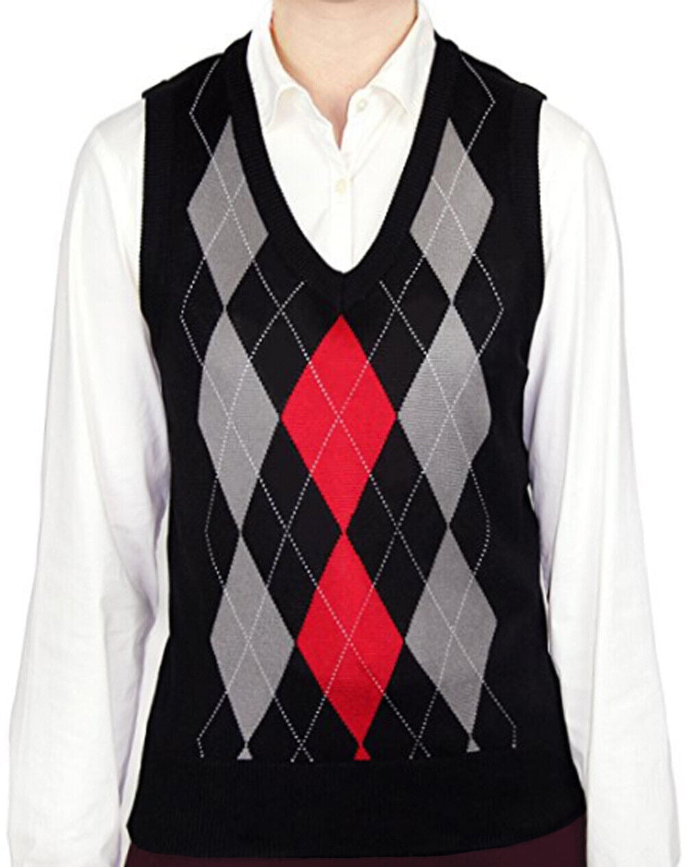 Gilet tricoté sans manches - Argyle - Laine - Décontracté - Printemps Gilet tricoté sans manches - Argyle - Laine - Décontracté - Printemps