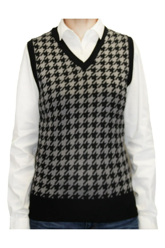 Womens Houndstooth Sweater Vest (lsv-269)