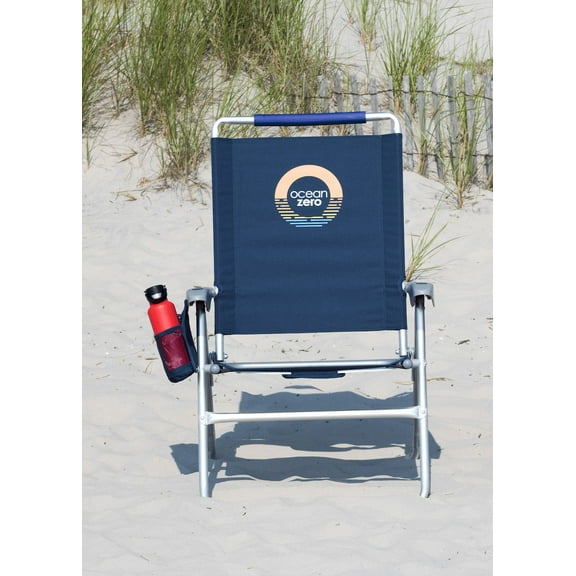 Blue, Ocean Zero, Tall Height, Beach Chair, Cupholder