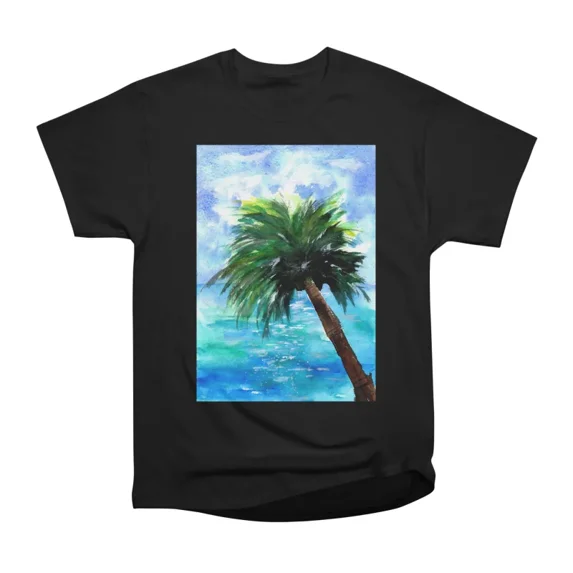 Blue Ocean and Green Palm Tree T-Shirt Tee Gift For Him Merch For Her ...