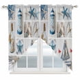 thumbnail image 1 of Blue Oceans Beach Swag Valances for Windows 2 Pack, Kitchen Window Curtains 36 Inch Length, Nautical Coastal Starfish Seashell Privacy Swag Curtains for Living Room/Bathroom with Rod Pocket 36"x36", 1 of 8