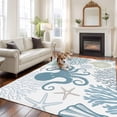 thumbnail image 1 of Blue Octopus Coastal Area Rug 5x7 FT, Non Slip Bedroom Throw Carpet, Summer Beach Nautical Coral Washable Soft Floor Carpet Non-Shedding Rug for Dining Room Bedside Classroom Desk, 1 of 9