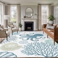 thumbnail image 1 of Blue Octopus Coastal Area Rug 6x9 FT, Non Slip Living Room Throw Carpet, Summer Beach Nautical Coral Washable Soft Large Floor Carpet Non-Shedding Rug for Bedroom Dining Room Play Room, 1 of 9