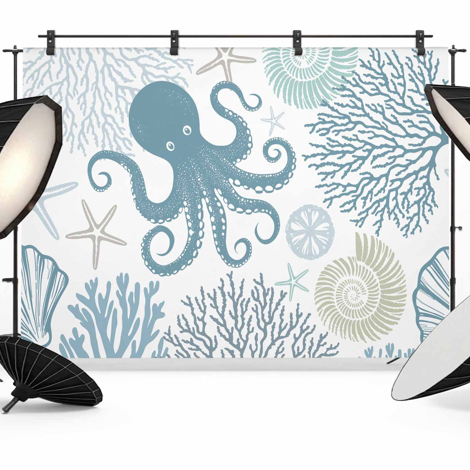 Blue Octopus Coastal Backdrop for Photoshoot,Photography Photo Studio ...