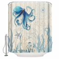 thumbnail image 1 of Blue Octopus Coastal Bathroom Shower Curtains with 12 Hooks Waterproof Shower Curtain for Stalls and Bathtubs Coral Summer Beach Nautical Ocean Beige Decorative Bathroom Privacy Curtain 72x78 Inches, 1 of 9