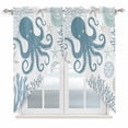 thumbnail image 1 of Blue Octopus Coastal Kitchen Window Curtains, Swag Curtains Valance for Bedroom Living Room Bathroom, Summer Beach Nautical Coral Rod Pocket Window Treatment Curtain Block Drapes 2 Panels 36"x63", 1 of 9