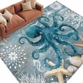 thumbnail image 1 of Blue Octopus Coastal Large Area Rugs for Bedroom Living Room, Soft Non Slip Carpet Bedside Rug, Summer Beach Ocean Starfish Coral Rectangular Floor Cover Kitchen Accent Rug 5'x7' for Office, 1 of 9
