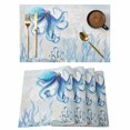 thumbnail image 1 of Blue Octopus Coastal Placemats Set of 6, Coral Summer Beach Nautical Ocean Blue Placemats for Dining Table, Place Mats for Kitchen Tabletop, Waterproof Wipeable Dining Table Mats Set, 1 of 9