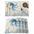 thumbnail image 1 of Blue Octopus Coastal Placemats Set of 8, Coral Summer Beach Nautical Ocean Beige Placemats for Dining Table, Place Mats for Kitchen Tabletop, Waterproof Wipeable Dining Table Mats Set, 1 of 9