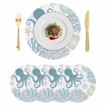 thumbnail image 1 of Blue Octopus Coastal Round 15 Inch Placemats Set of 4, Summer Beach Nautical Coral HeatResistant Non Slip Place Mats for Dining Table, Wipeable Braided Kitchen Table Mats for Housewarming, 1 of 9