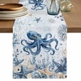 thumbnail image 1 of Blue Octopus Coastal Table Runner 72 Inches, Beach Starfish Nautical Coral Botanical Bed Runner Dresser Scarves Tabletop for Indoor Outdoor Parties/Ceremony/Banquet, 14" x 72", 1 of 9