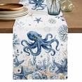 thumbnail image 1 of Blue Octopus Coastal Table Runner 72 Inches, Beach Starfish Nautical Coral Shell Bed Runner Dresser Scarves Tabletop for Indoor Outdoor Parties/Ceremony/Banquet, 13" x 72", 1 of 9