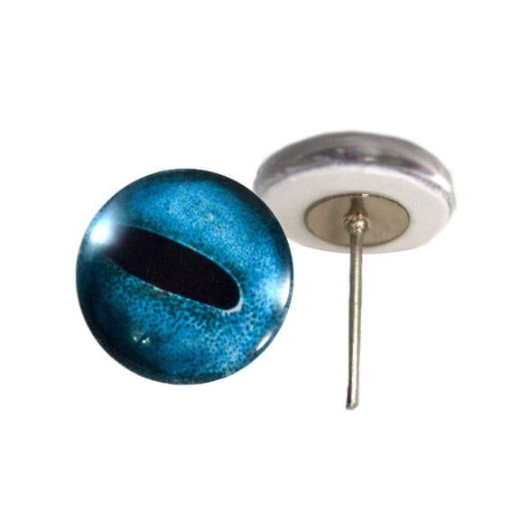 Blue Octopus Glass Eyes on Wire Pin Posts