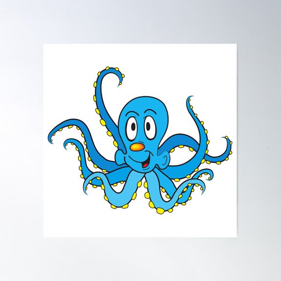 Blue Octopus Poster Wall Art, Modern Wall Decor For Living Room Bedroom, 24x24 UNFRAMED
