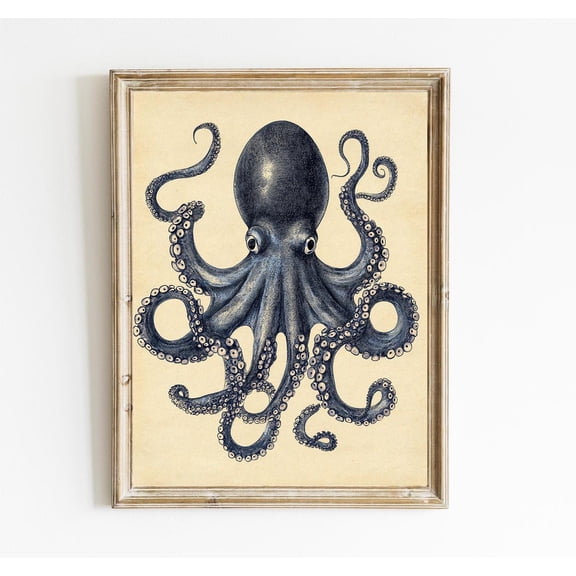 Blue Octopus Print Poster Nautical Art Print Poster Beach House Wall Art Poster Nautical Decor Poster Blue Modern Art Ocean Art Poster E792, Unframed Poster Size 8x12 F03.1.18l290