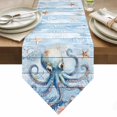 thumbnail image 1 of Blue Octopus Table Runner 36 Inches Long Summer Ocean Beach Starfish Coral Wood Board Table Runners for Dining Room Tabletop Dresser Scarf Home Party Banquet Wedding Holiday Decoration, 1 of 9