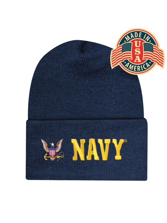 Blue Offically Licensed US USN Navy Eagle Embroidered Beanie Cap Stocking Hat Military