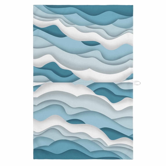 Blue Ombre 1 Pack Kitchen Towel, Water Absorbent Dish Towel, Modern Geometric Moire Abstract Art Decorative Hand Towels - Quick Drying Cloth for Cooking Baking, 18x28 Inch