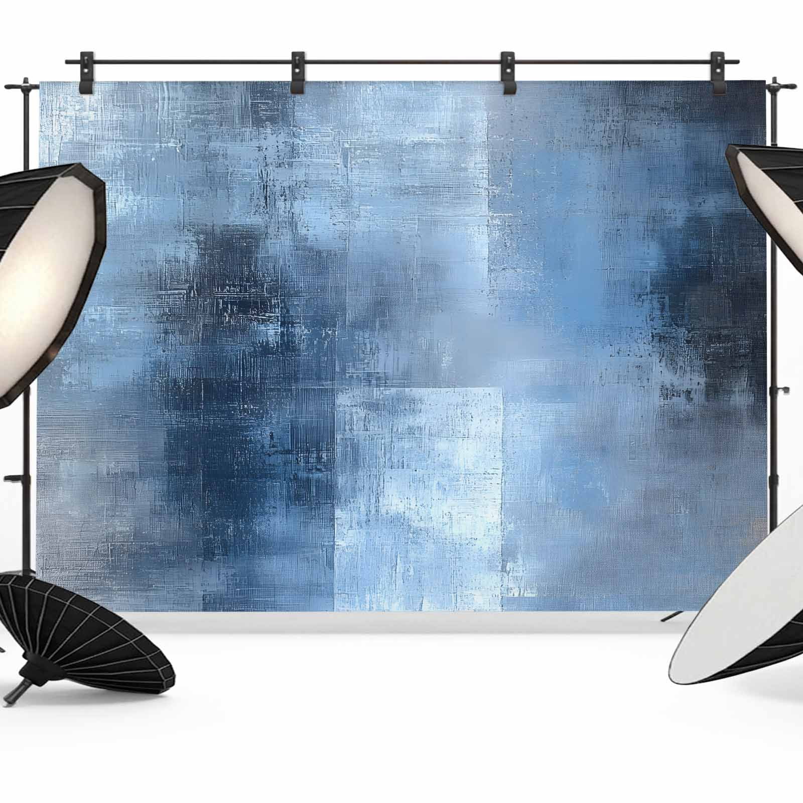 Blue Ombre Backdrop for Photography,Fabric Photo Background Backdrop,Modern Oil Painted Retro Abstract Art Photo Booth Background for Portrait Photoshoot Video Wedding Studio Decoration Banner 7x5ft